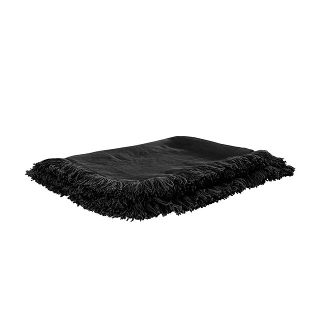Bed Cover Black With Fringes - Akireh