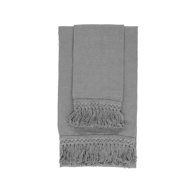 Towel Set Charcoal With Long Fringe - Akireh
