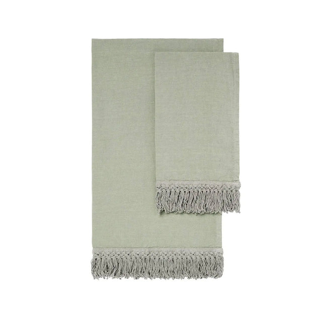 Towel Set Mint With Long Fringe - Akireh