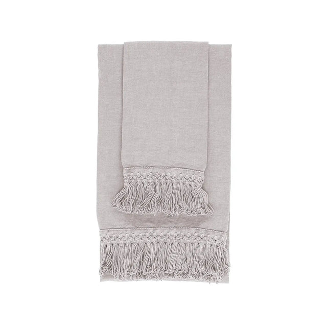 Towel Set Taupe With Long Fringe - Akireh