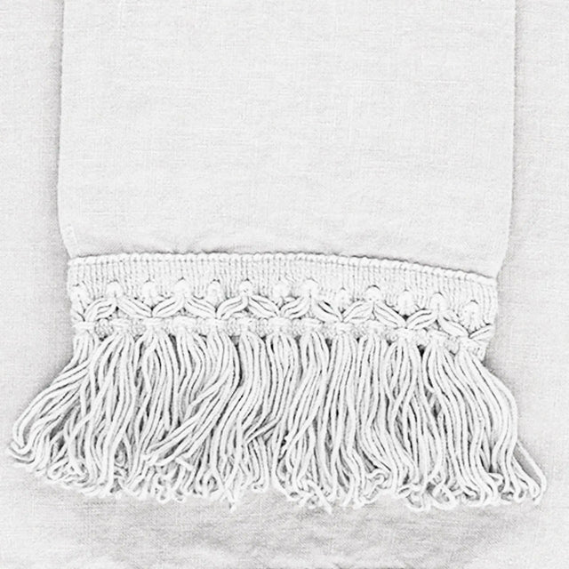 Towel Set White With Long Fringe - Akireh