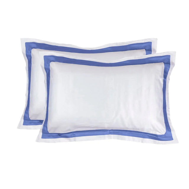 Reserve Pair Of Pillowcases White & Baby Blue - Akireh