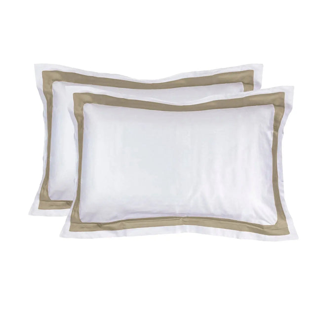 Reserve Pair Of Pillowcases White & Bronze - Akireh