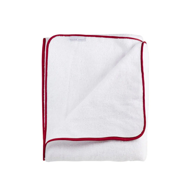 White & Burgundy Bath Towel - Akireh