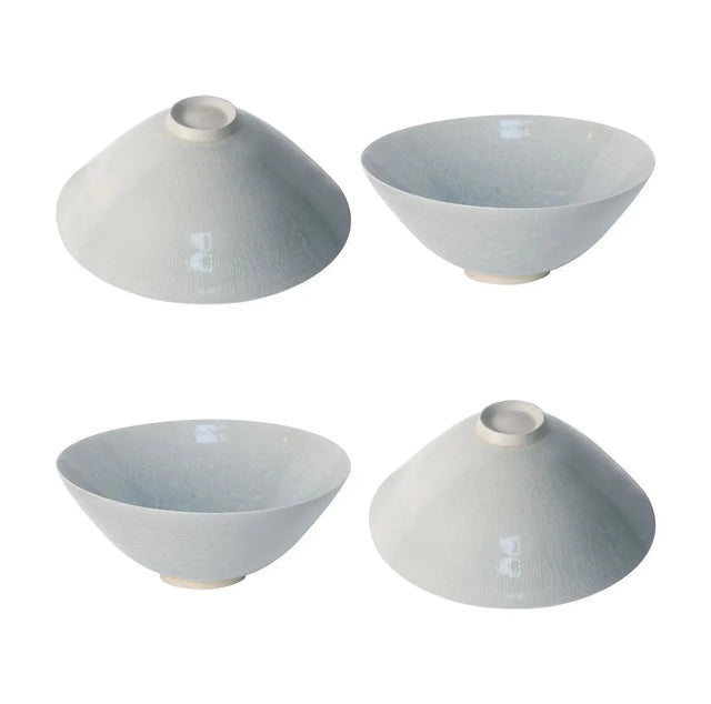 Set of 4 Grey Crackle Bowls - Akireh